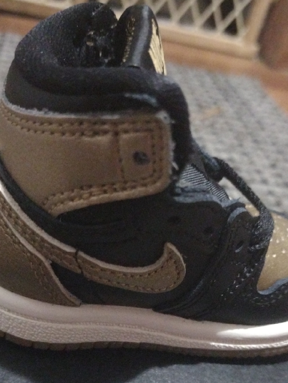 Nike Air Jordans Retro Black and Gold Baby High-Top Sneakers - Picture 5 of 8